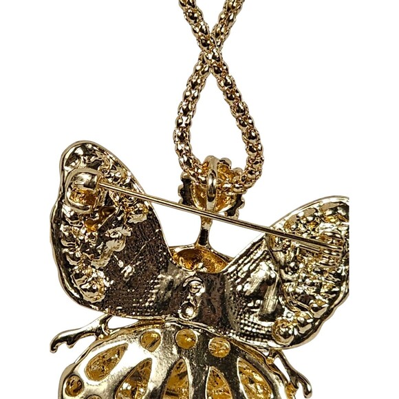 Betsy Johnson Crystal Angel Multi Color Pendant, Brooch Necklace With Wings NWT - Picture 6 of 9